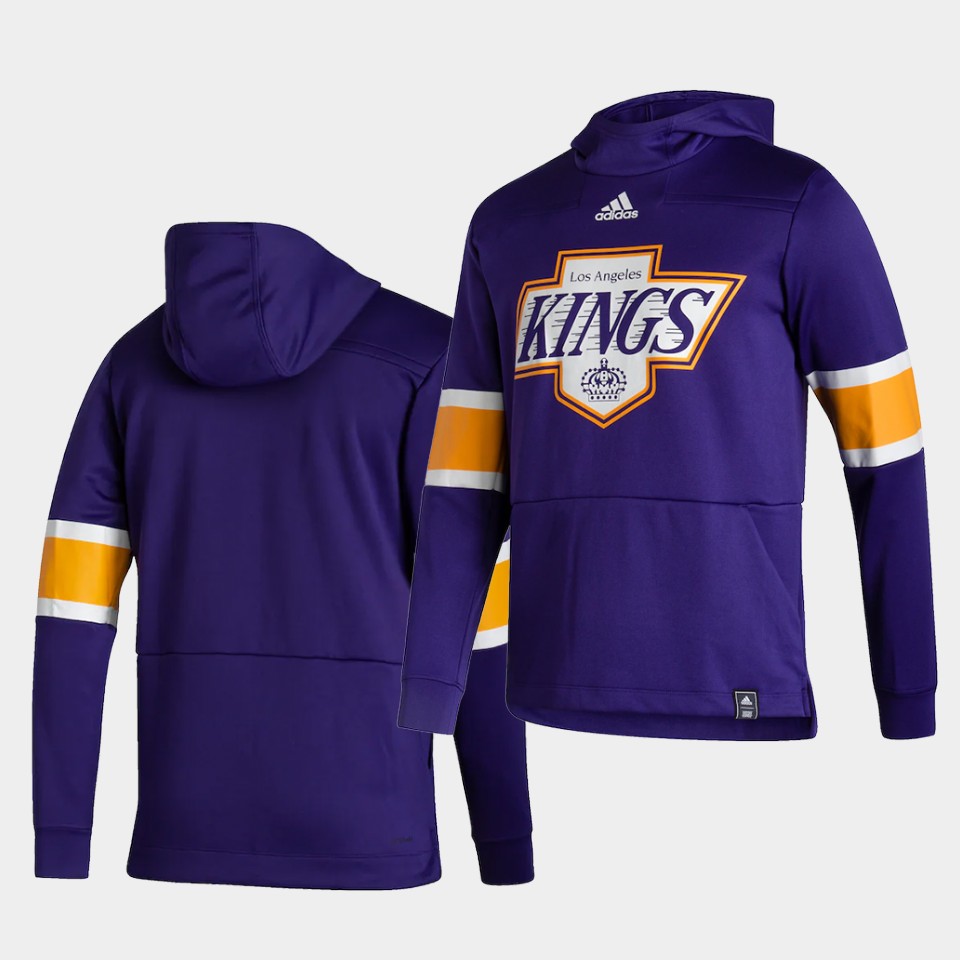 Men Los Angeles Kings Blank Purple NHL 2021 Adidas Pullover Hoodie Jersey->los angeles kings->NHL Jersey